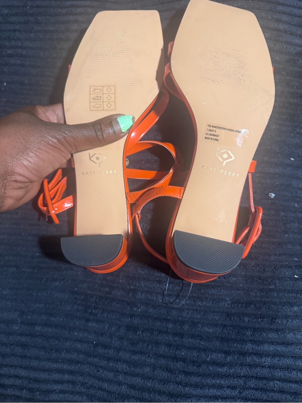 Katy Perry Collections Orange Strappy Square-Toe Sandals size 7.5 - Picture 5 of 5